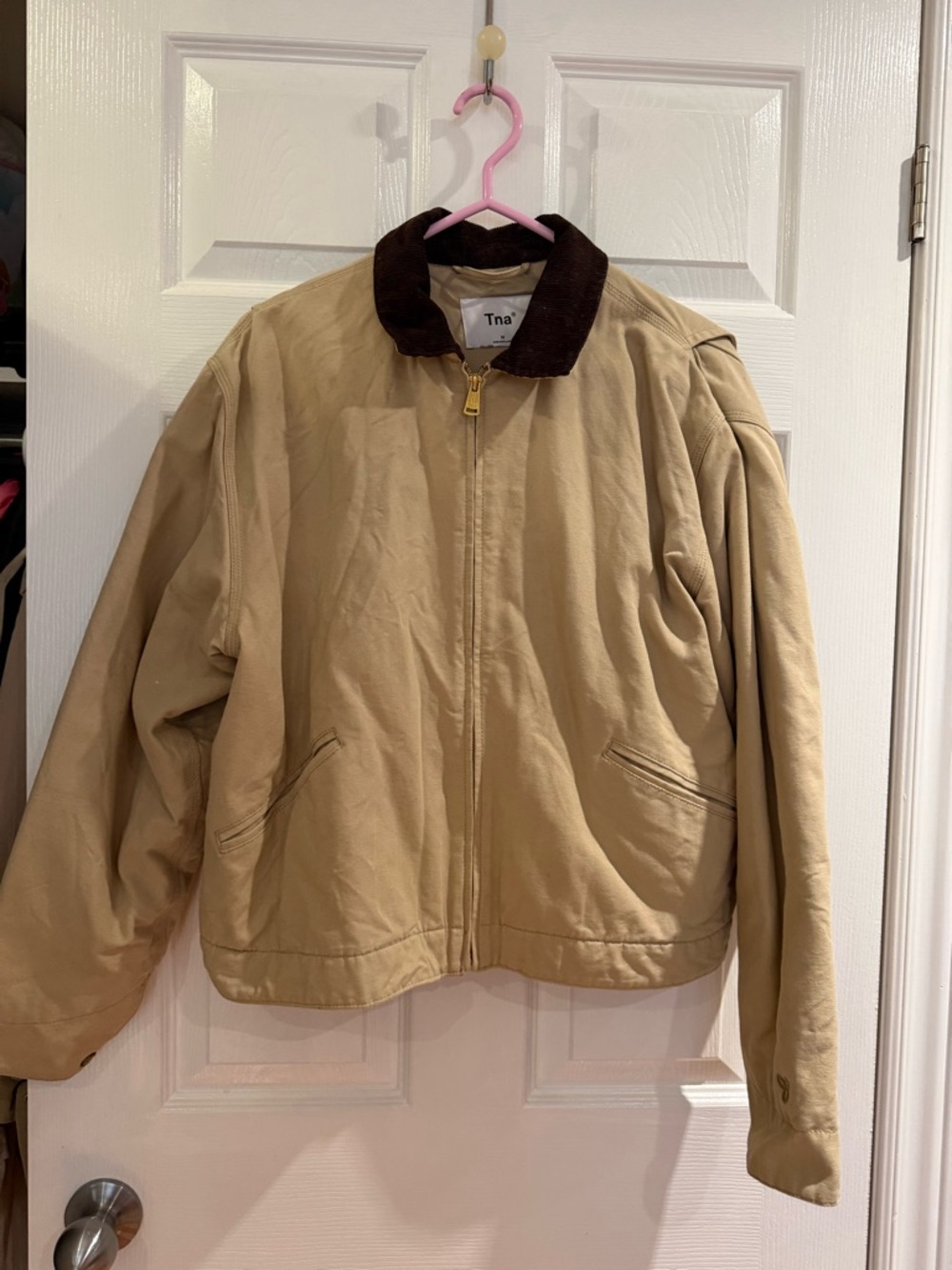 TNA Tan Jacket with Dark Brown Corduroy Collar